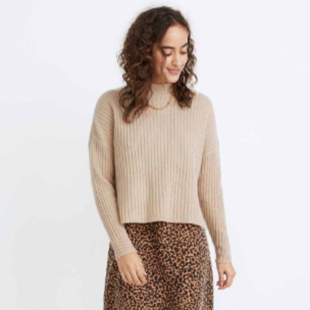 Madewell Cashmere Ribbed Mockneck Sweater
